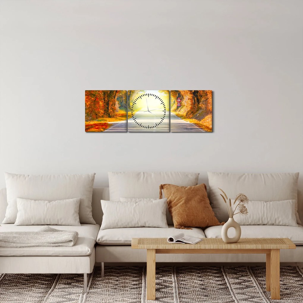 Obraz - Brána z korún stromov (s hodinami) (90x30 cm)