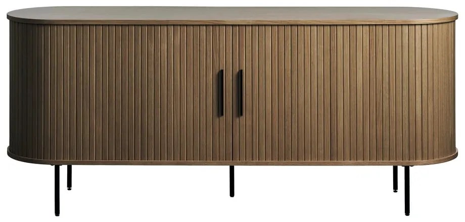 Hnedá komoda v dekore duba s posuvnými dverami 180x76x45 cm Nola – Unique Furniture