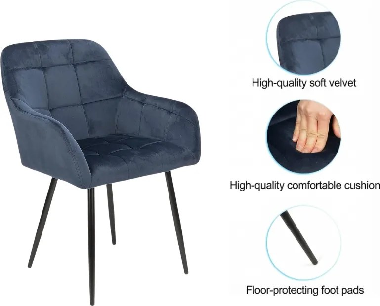 Sivé jedálenské kreslo LOREN VELVET s čiernymi nohami