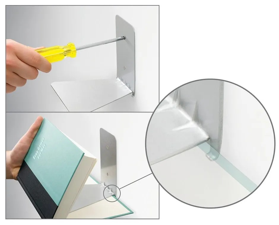 Kovové police v súprave 3 ks v striebornej farbe 18 cm Conceal – Umbra