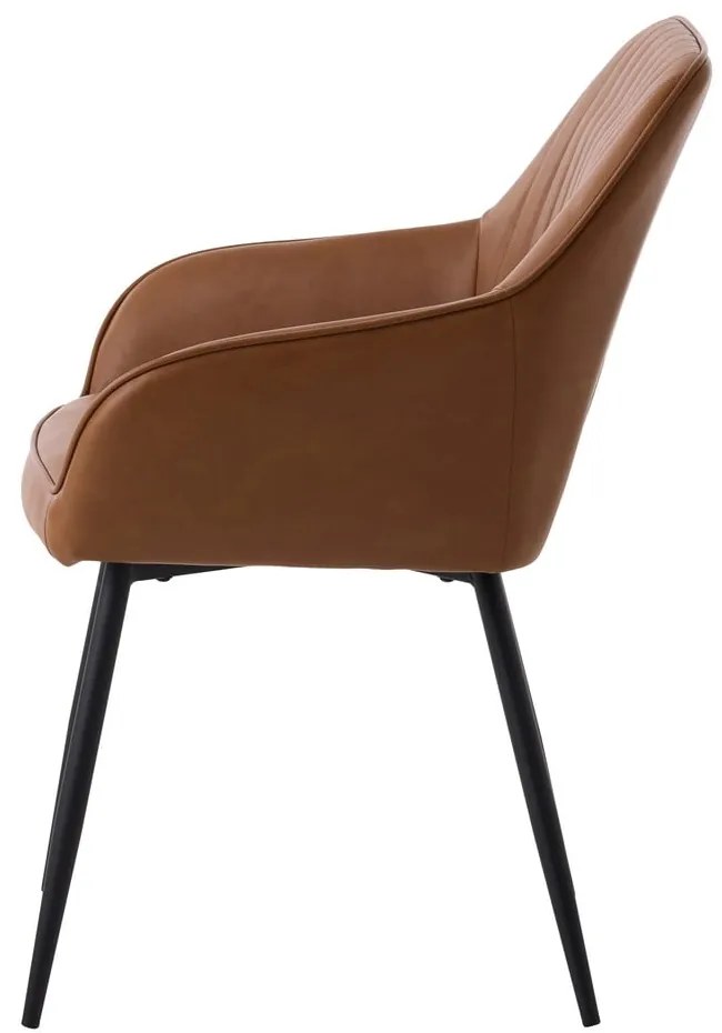 Hnedé čalúnené jedálenské kreslá v súprave s podrúčkami 2 ks Nolan Stripe – Unique Furniture