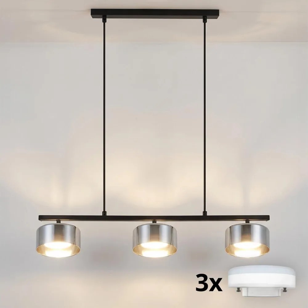 Brilagi - LED Závesný luster na lanku AURA LUX 3xGX53/30W/230V čierna/dymová