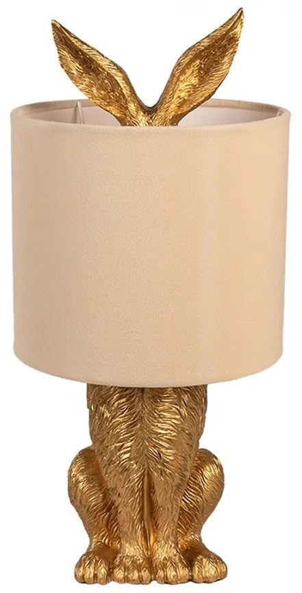 Zlatá stolná lampa králik s béžovým tienidlom Rabbi - Ø 20*43 cm