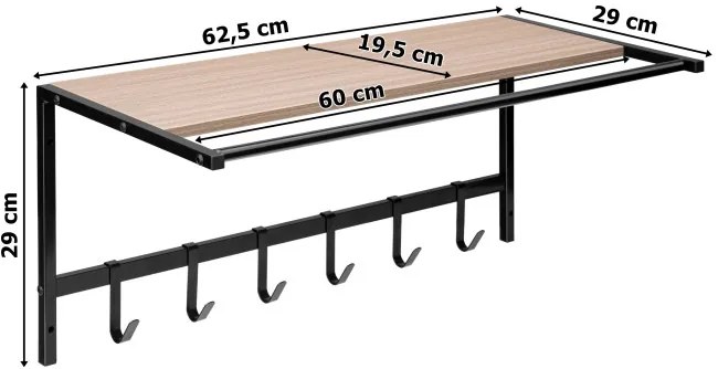 Nástenný vešiak s poličkou AZUL čierny