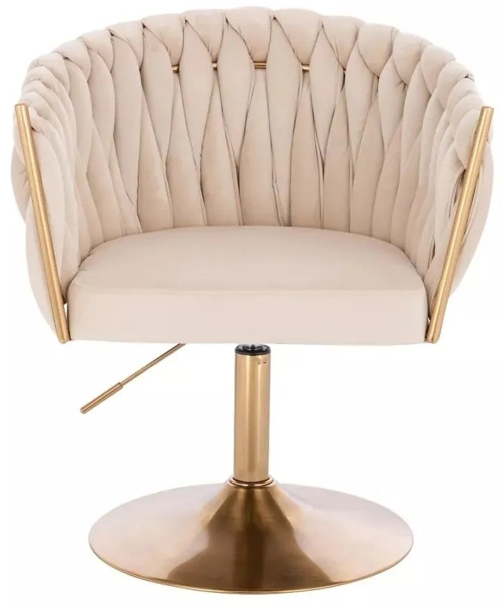 LuxuryForm DESIGN Kreslo NORDEN VELUR na zlatom tanieri - krémové