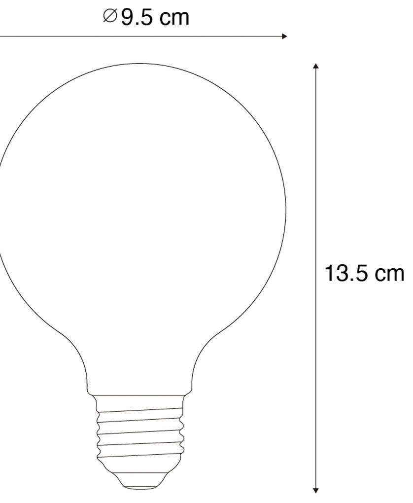 Sada 5 stmievateľných LED žiaroviek E27 so špirálovým vláknom G95 4W 270 lm 2200K
