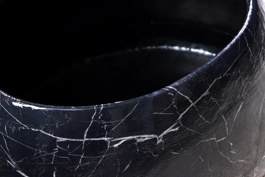 Konferenčný stolík STONE 75 cm mramorový vzhľad čierny