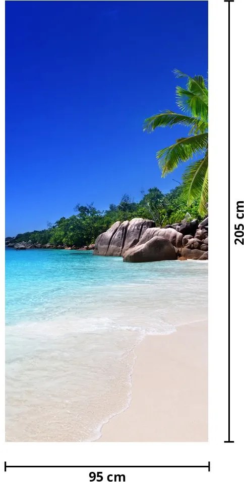 Fototapeta na dvere - Pláž na ostrove Praslin (95x205cm)