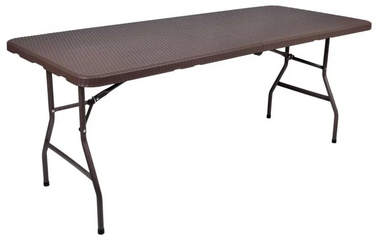 Cateringový skladací ratanový stôl 180x75x73,5 cm – hnedý