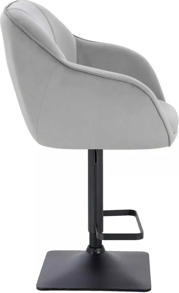 LuxuryForm DESIGN Barová stolička AVOLA VELUR na čiernej hranatej podstave - svetlo šedá