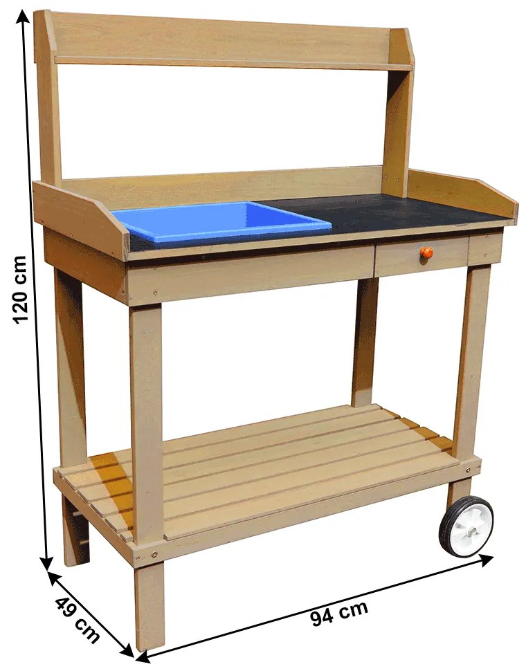 Záhradný pracovný stôl Barrie (s umývadlom) (hnedá) . Vlastná spoľahlivá doprava až k Vám domov. 1034233