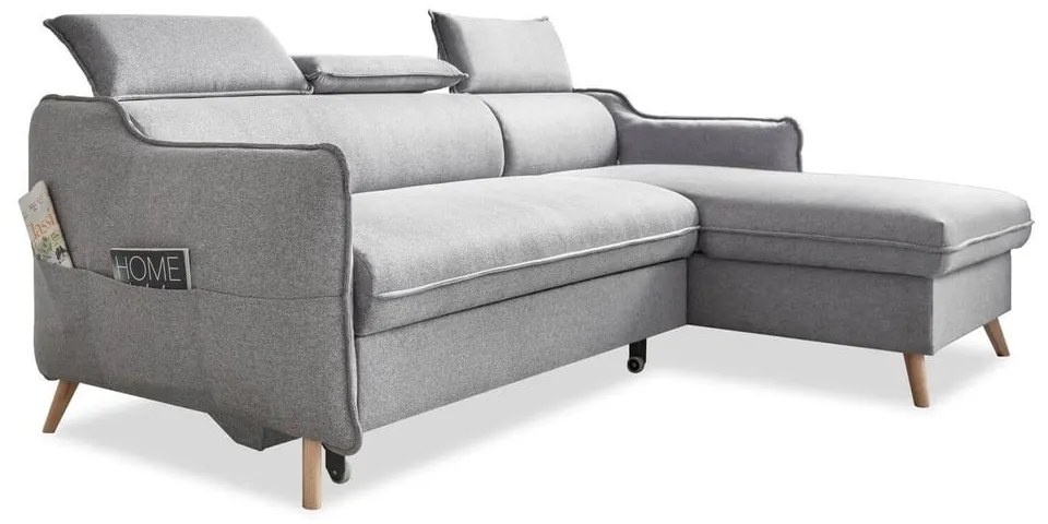 Svetlosivá rozkladacia rohová pohovka (pravý roh) Sweet Harmony – Miuform