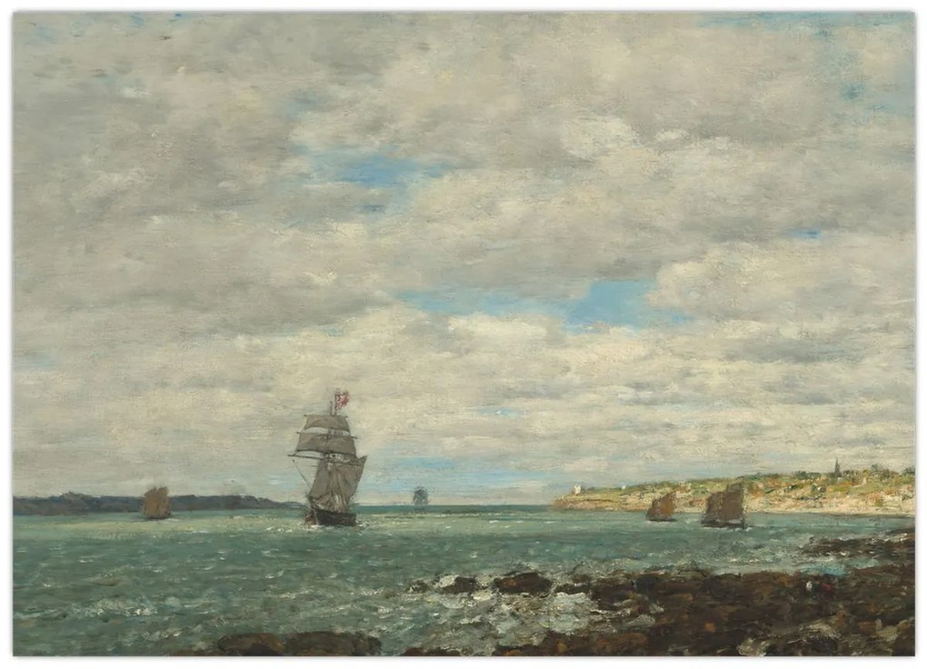 Sklenený obraz - Eugène Boudin, Coast of Brittany, reprodukcia (70x50 cm)