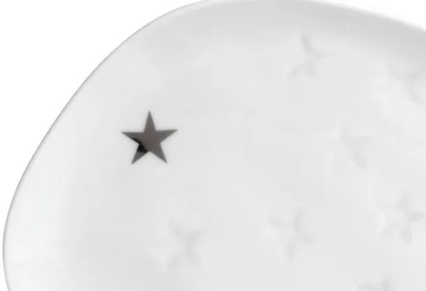 Räder Biely porcelánový tanier HVIEZDY, malý