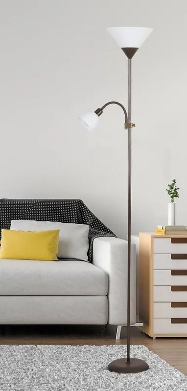 Rabalux Stojacia lampa Action 2xE27/230V/178cm, hnedá