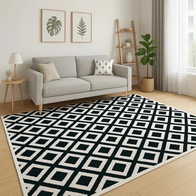 Koberec POLO čierny / biely