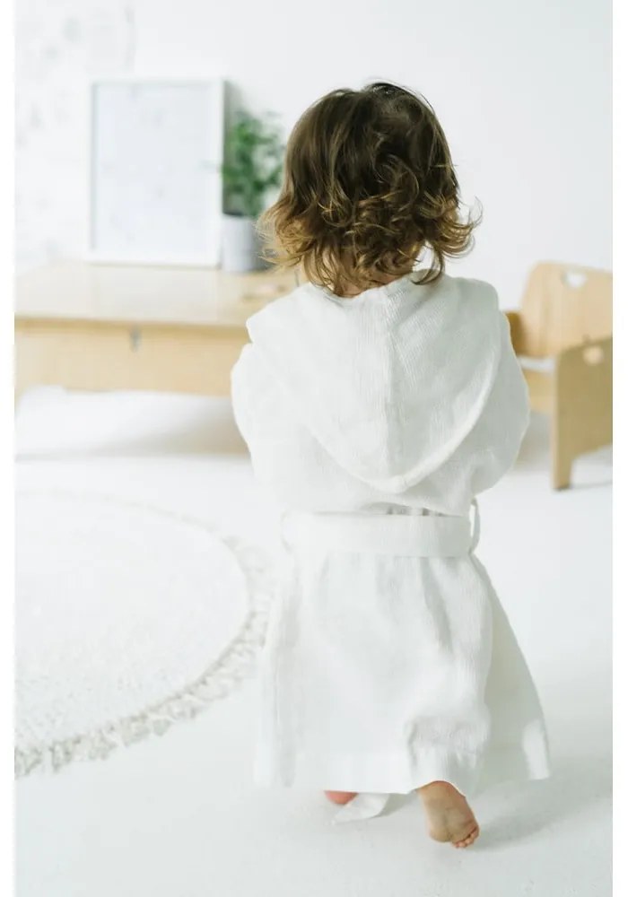 Detský biely ľanový župan Linen Tales Nature, vel. 122 - 128