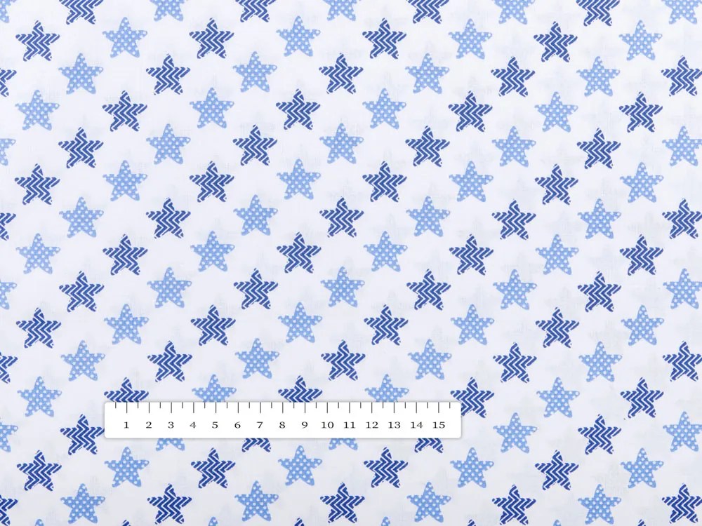 Biante Bavlnený obdĺžnikový obrus Sandra SA-266 Modré hviezdičky na bielom 50x100 cm