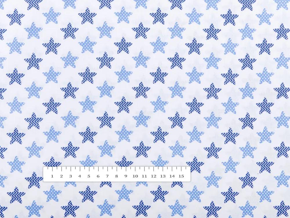 Biante Bavlnený záves Sandra SA-266 Modré hviezdičky na bielom 130x160 cm