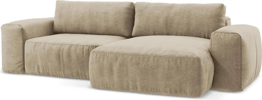 Svetlohnedá ženilková rozkladacia rohová pohovka (pravý roh/s leňoškou) Kuki – Makamii