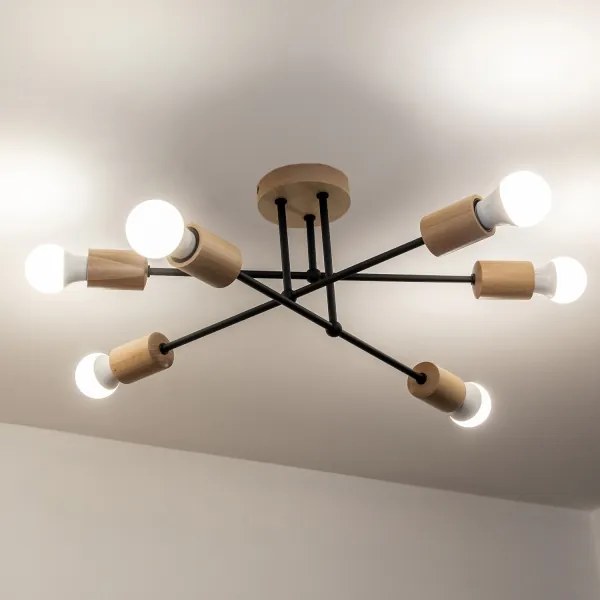 Prisadený luster CAMBRIDGE 6xE27/15W/230V borovica