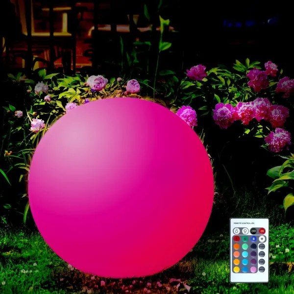 LED RGBW Solárna lampa BALL LED/3,2V 500 mAh pr. 20 cm IP65 + diaľkové ovládanie