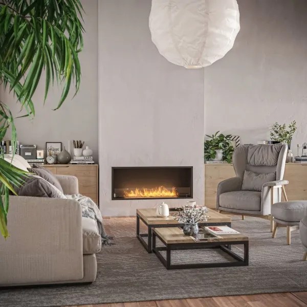 InFire - Vstavaný BIO krb 49,4x124,4 cm 6kW čierna