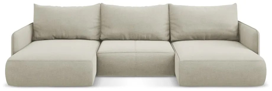 Krémovobiela rozkladacia/s úložným priestorom rohová pohovka Nanea – Makamii