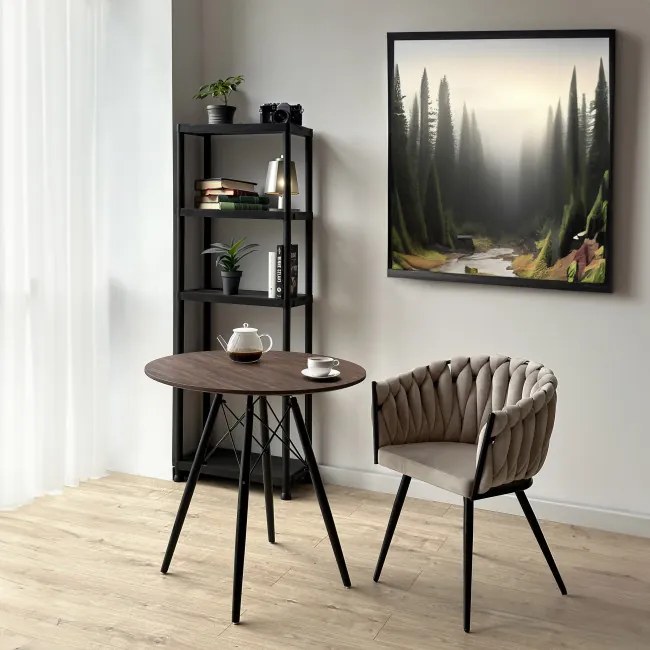 Jedálenská stolička ASTON zamatová, béžová / hnedá