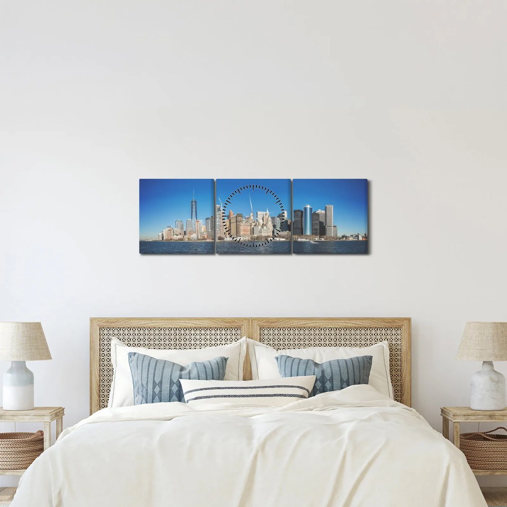 Obraz - Manhattan v New Yorku (s hodinami) (90x30 cm)