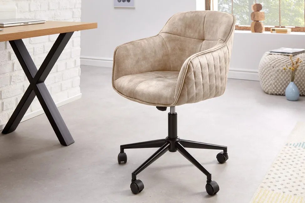 Výškovo nastaviteľná kancelárska stolička Euphoria zamat šampanská