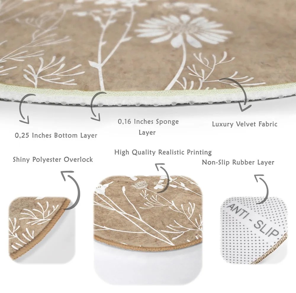 Svetlohnedý prateľný okrúhly koberec vhodný pre robotické vysávače ø 120 cm Comfort – Mila Home