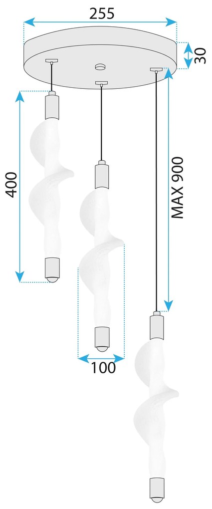 Toolight Toolight, LED stropné svietidlo 27W, 4000K, G009-3CPR, biela-zlatá lesklá, OSW-06316