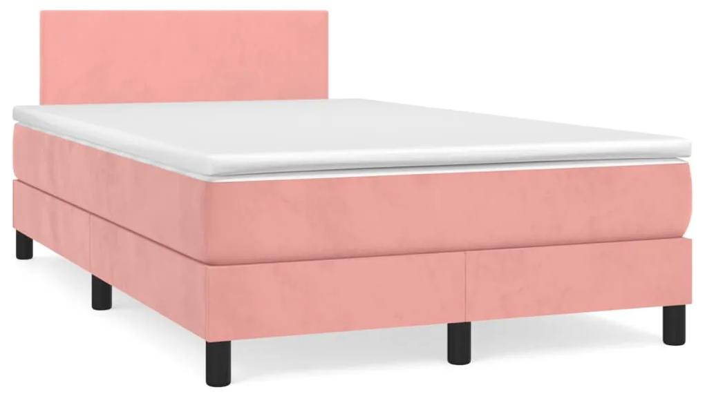 Boxspring posteľ s matracom, ružová 120x190 cm, zamat 3269830
