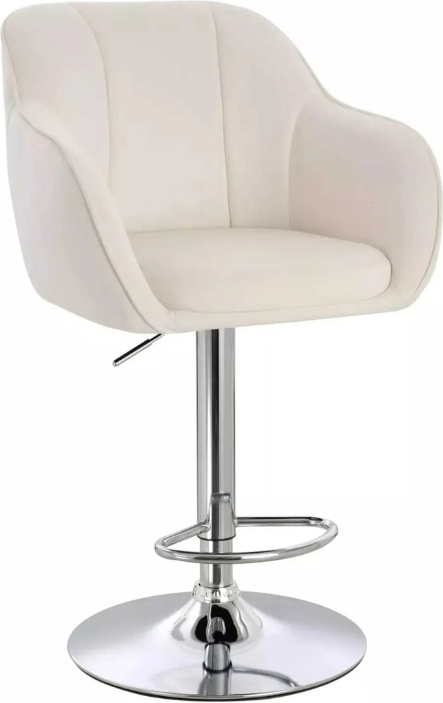 LuxuryForm DESIGN Barová stolička AVOLA VELUR na striebornom tanieri - biela