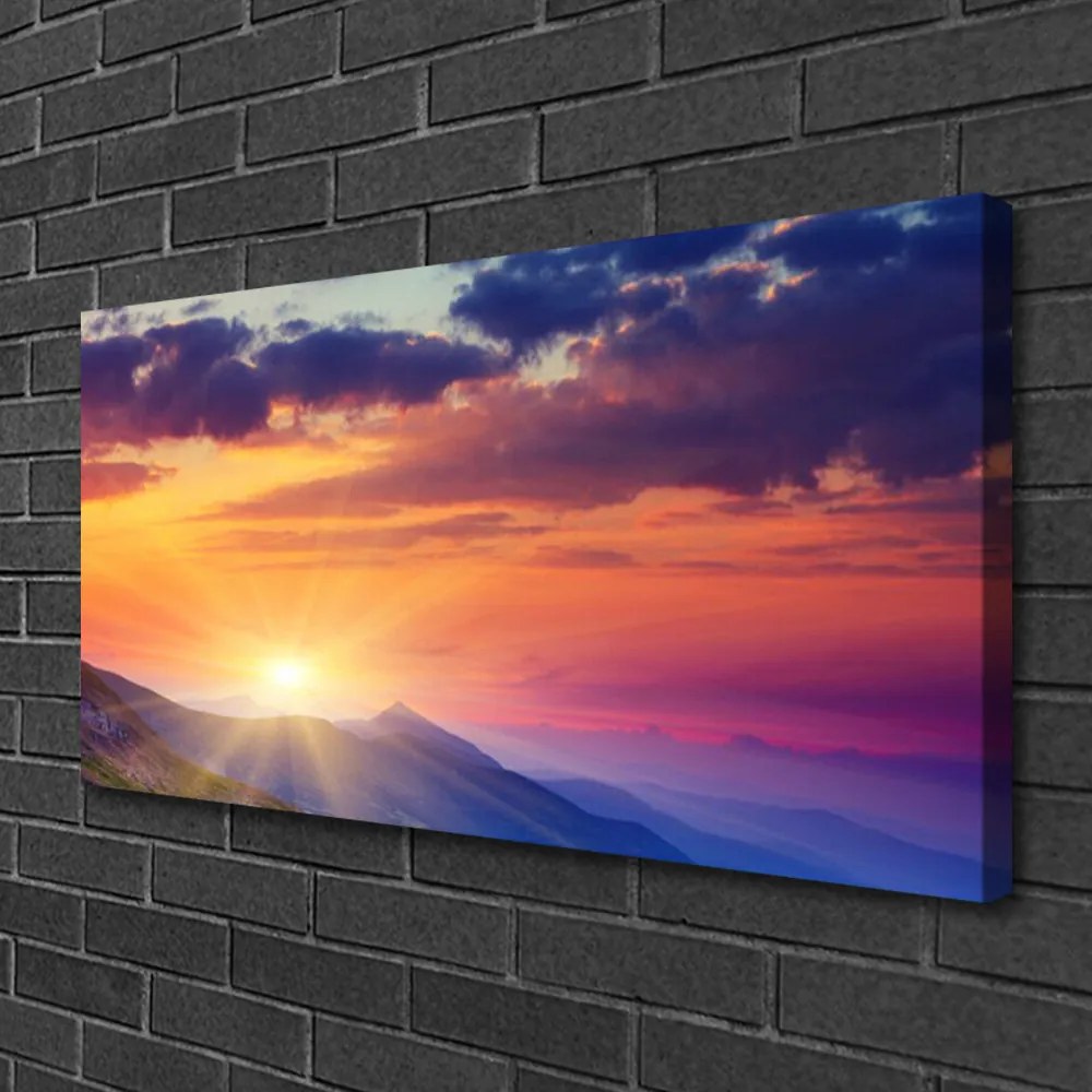 Obraz Canvas Slnko hory príroda 125x50 cm
