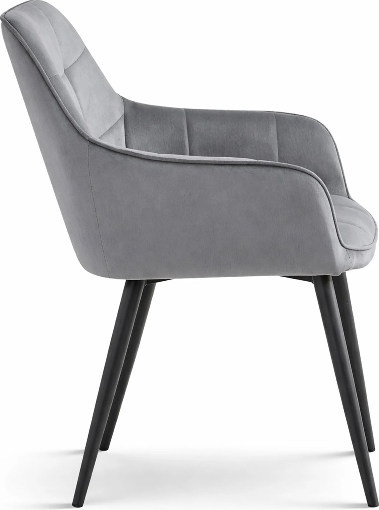 Jedálenské kreslo VARSI VELVET s čiernymi nohami, sivé