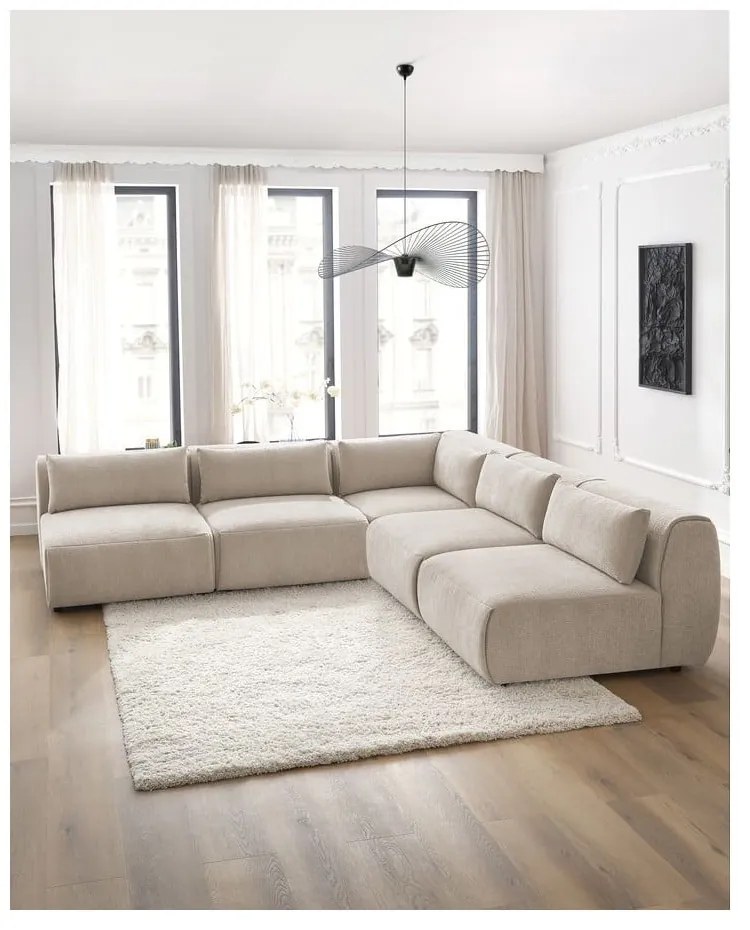 Béžová rohová pohovka (variabilná) Jeanne - Bobochic Paris