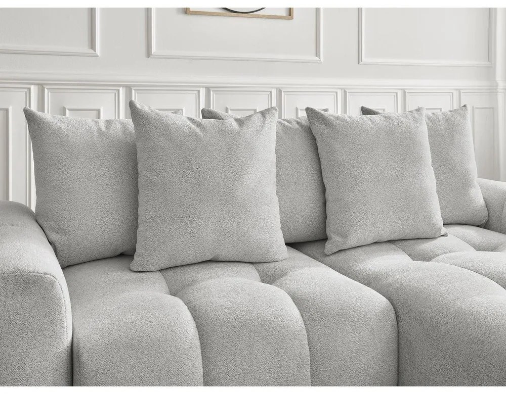 Svetlosivá ženilková rozkladacia/s úložným priestorom rohová pohovka (pravý roh/s leňoškou) Roxelane – Bobochic Paris