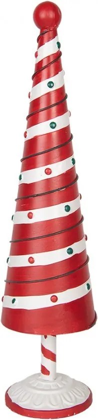 Bielo-červená kovová dekorácia vianočný stromček Christmas Tree - Ø 13*49 cm