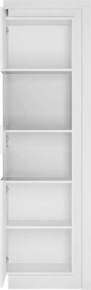 Vysoká vitrína Lyon, biela lesk, s osvetlením, ľavá