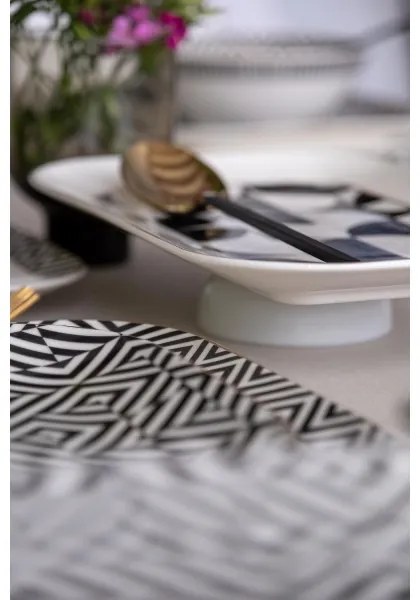 26-dielna jedálenská súprava z kvalitného porcelánu – biela/čierna