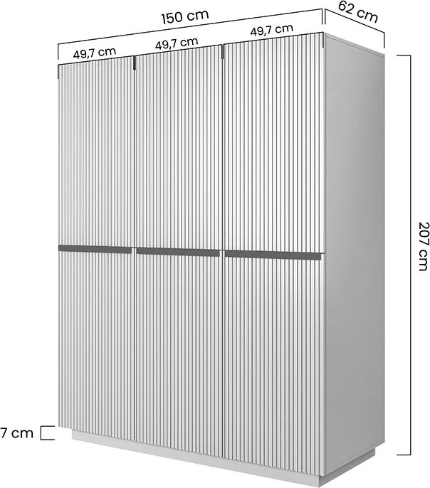 Skriňa Nicole 150 cm s ukrytými zásuvkami - biely mat / zlaté úchytky