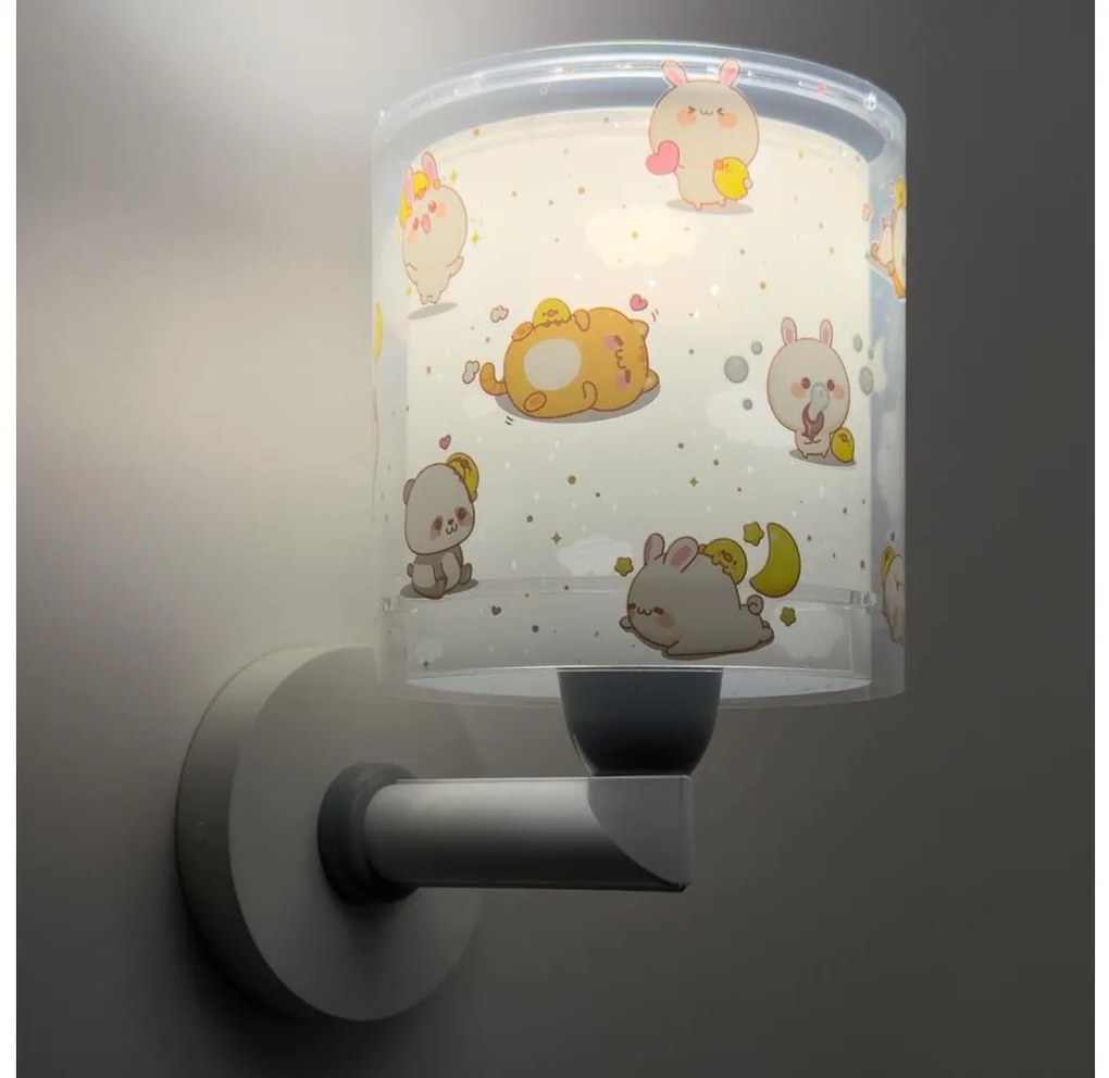 Dalber 41769E - Detská nástenná lampa KAWAII FRIENDS 1xE27/15W/230V šedá