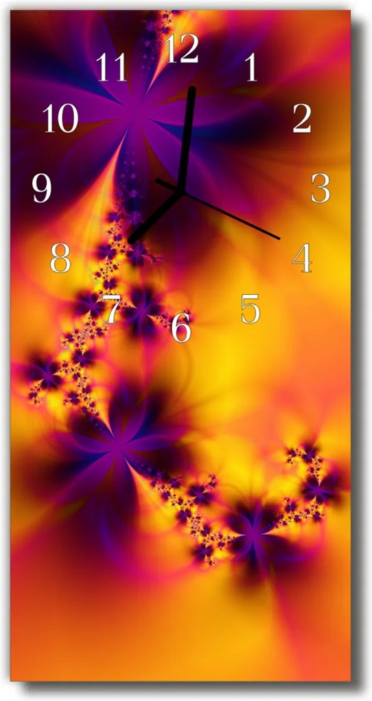 Nástenné hodiny vertikálne  Kvety farebné abstrakcie