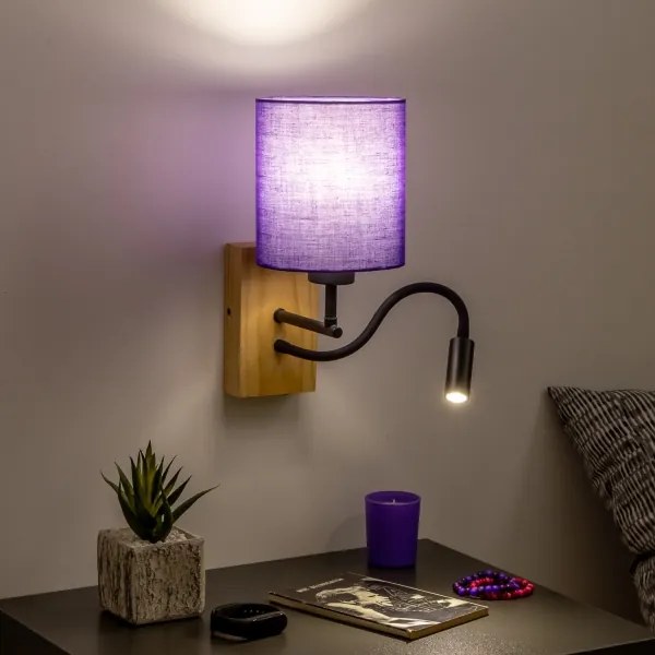 Brilagi - LED Nástenná lampa NUBILA WOOD 1xE27/25W/230V + LED/3W dub/fialová