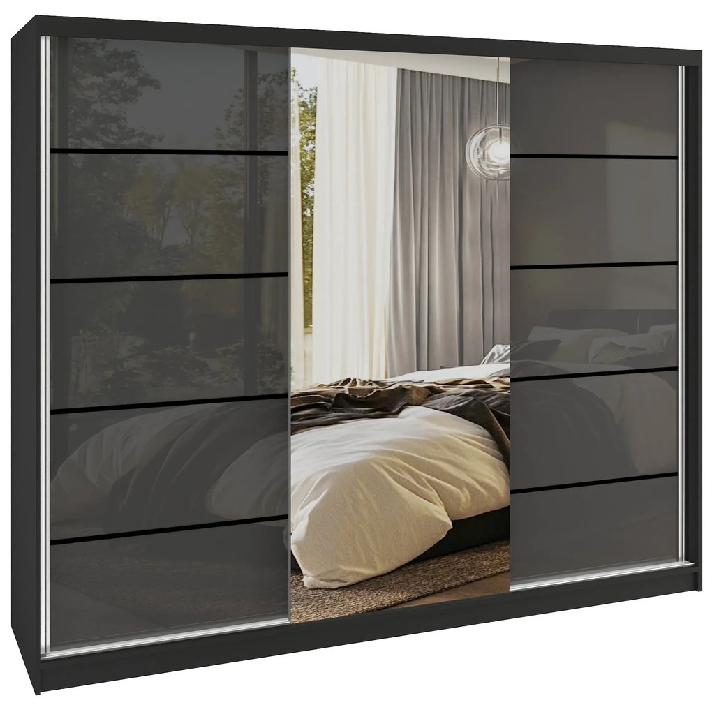 Šatníková skriňa SERENITY 200 cm šedý lesk MTG SERENITY SZP5/0/B/S/0/HIAL