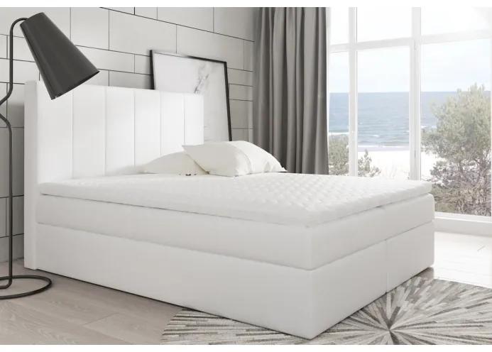 Boxspringová čalúnená posteľ Daria biela Eko koža 160 + topper zdarma