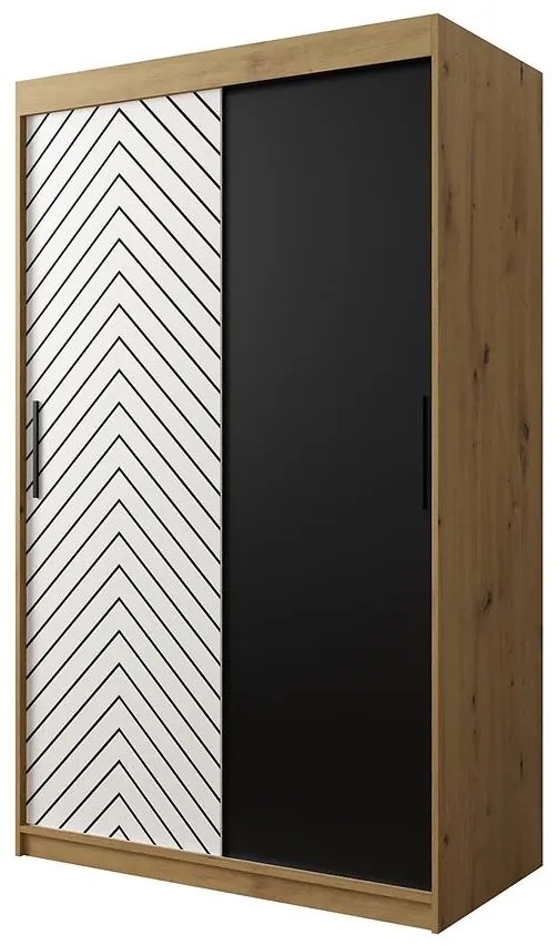 Skriňa Jodełka 120 dub Artisan/biely/čierna