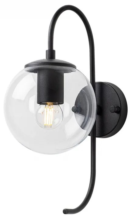 Nástenná lampa Jevel čierna/číra